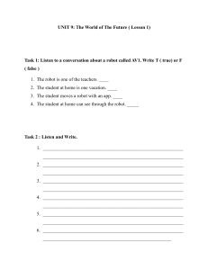 Unit 9: The World of The Future - Lesson 1 Worksheet