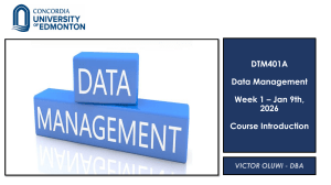 DTM401A Data Management Course Introduction 2026