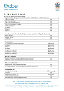 TIER 3 PRICE LIST - ABE Qualifications Fees