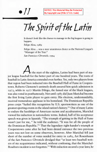 The Spirit of the Latin: Latin Baseball Players' History