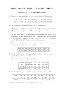 BMAT202L Probability & Statistics Tutorial Problems