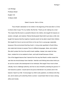 College Journal on Born a Crime Analysis