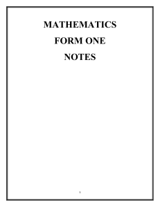 Mathematics Form One Notes