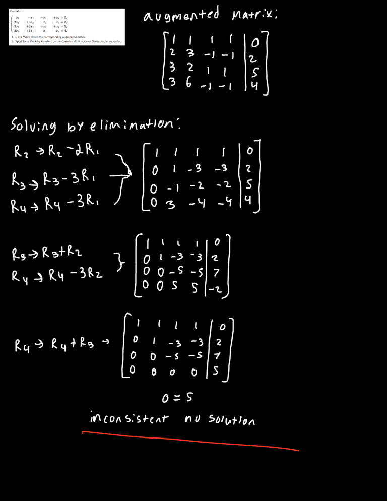 Solving Inconsistent Systems: Gaussian Elimination Example