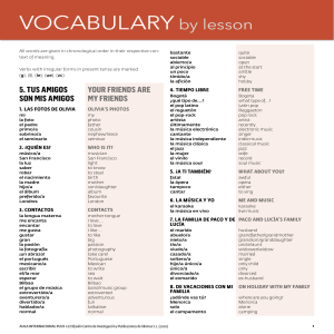 Vocabulario espa&ntilde;ol: Lecciones de AULA INTERNACIONAL PLUS 1