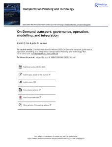 On-Demand Transport: Governance, Operation, Modelling, Integration