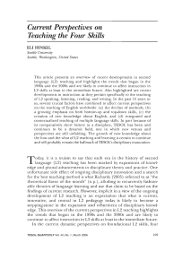 Current Perspectives on Teaching the Four Skills
