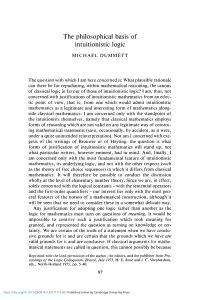 Philosophical Basis of Intuitionistic Logic