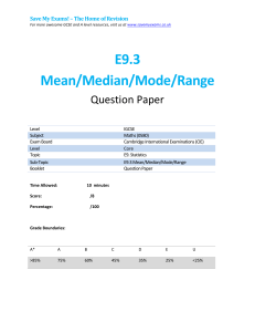 IGCSE Maths E9.3 Mean Median Mode Range Question Paper