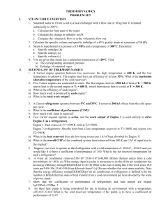 Thermodynamics Problem Set: Steam Tables & Second Law Exercises