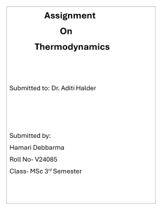 Thermodynamics Assignment - MSc Student Submission