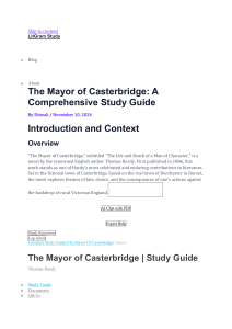The Mayor of Casterbridge Study Guide