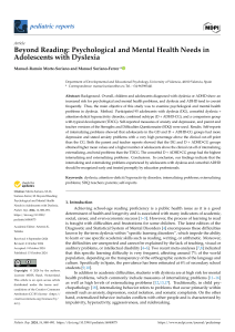 Psychological and Mental Health Needs in Adolescents with Dyslexia