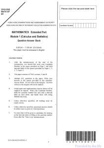 2015 HKDSE Mathematics Extended Part M1 Exam Paper