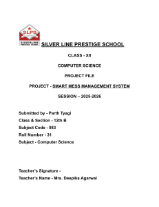 Smart Mess Management System Project - Class 12 CS