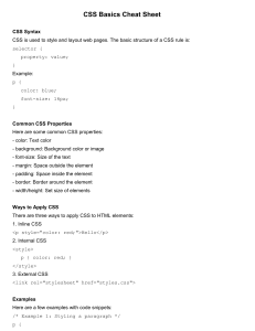 CSS Basics Cheat Sheet: Syntax, Properties, & Application