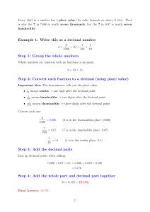 Converting Fractions to Decimals: Place Value Lesson