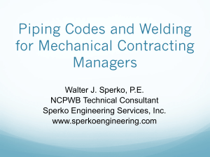 Piping Codes & Welding for Mechanical Managers