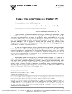 Cooper Industries Corporate Strategy Case Study