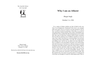 Why I am an Atheist by Bhagat Singh (1930)