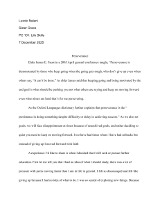 Perseverance Essay: Personal Reflection on Overcoming Challenges
