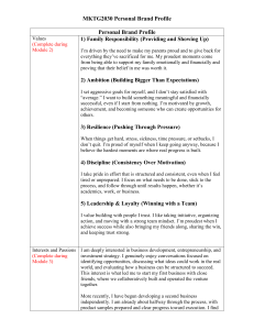 MKTG2030 Personal Brand Profile Worksheet