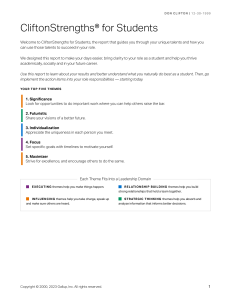 CliftonStrengths for Students: Top 5 Themes & Leadership Domains