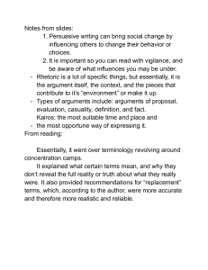 Persuasive Writing & Rhetoric: Notes on Social Change & Terminology