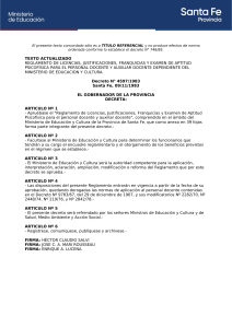 Reglamento de Licencias Docentes Santa Fe 1983