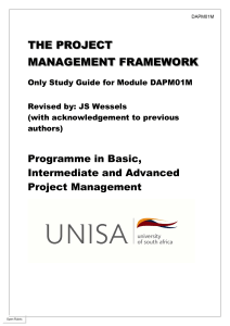 The Project Management Framework Study Guide - UNISA DAPM01M