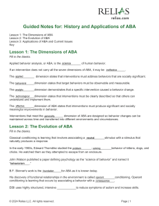 Guided Notes: History & Applications of ABA