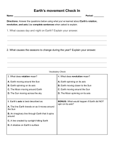 Earth's Movement Check In Worksheet