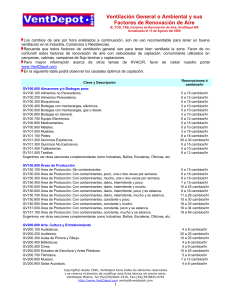 Factores de Renovaci&oacute;n de Aire para Ventilaci&oacute;n General
