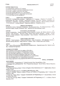 CS3251 Programming in C Course Outline Syllabus