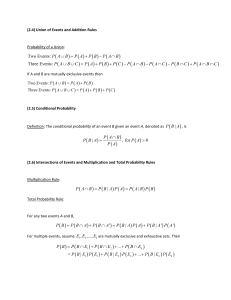 Probability Theory: Union, Conditional, and Independence Rules