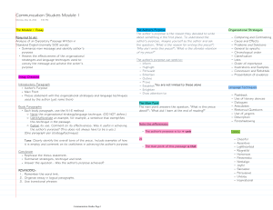 Communication Studies Module 1 Essay Guide