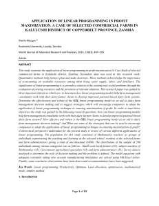 Linear Programming for Profit Maximization in Zambian Agriculture