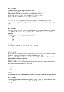 Finance Multiple Choice Exam Questions and Answers
