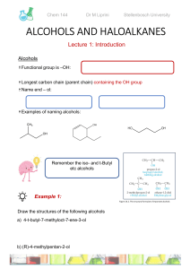 Alcohols and Haloalkanes Lecture 1
