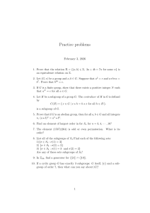 Abstract Algebra Practice Problems
