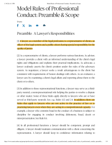 Model Rules of Professional Conduct: Preamble & Scope