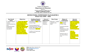 Bakero Elementary School Instructional Supervisory Plan Q4 2025-2026