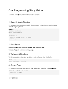 C++ Programming Study Guide