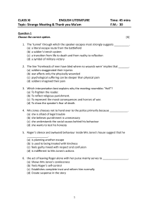 Class 11 English Literature Exam Paper