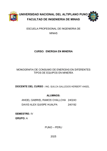 Consumo de Energ&iacute;as en Equipos Mineros: An&aacute;lisis Comparativo