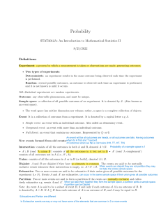 Probability: STAT2012A Mathematical Statistics Notes
