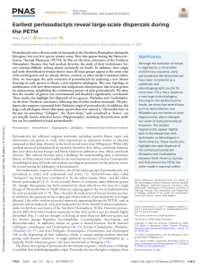 Earliest Perissodactyls Dispersals During PETM