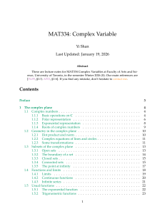 MAT334 Complex Variable Lecture Notes