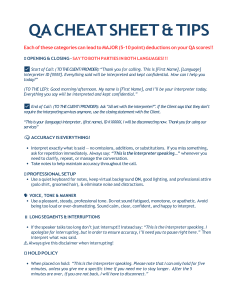 Interpreter QA Cheat Sheet & Tips