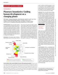 Planetary Boundaries: Guiding Human Development on a Changing Planet